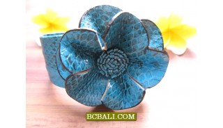 Bali Genuine Leather Bracelet Tropical Flowers 
